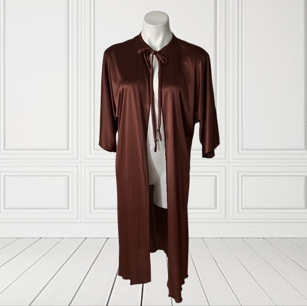 Ursula Of Switzerland Chic Brown Tie-Front Kimono